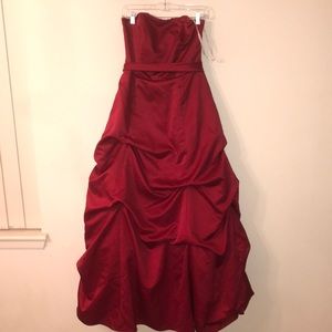 Red Rouched Bridesmaid Dress